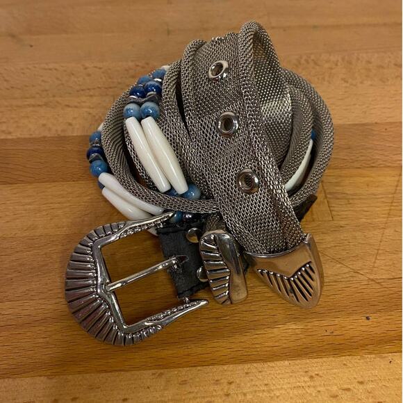 VTG Native American Style Mesh Jewel  Metallic  Medallion Beaded  Belt main image 12